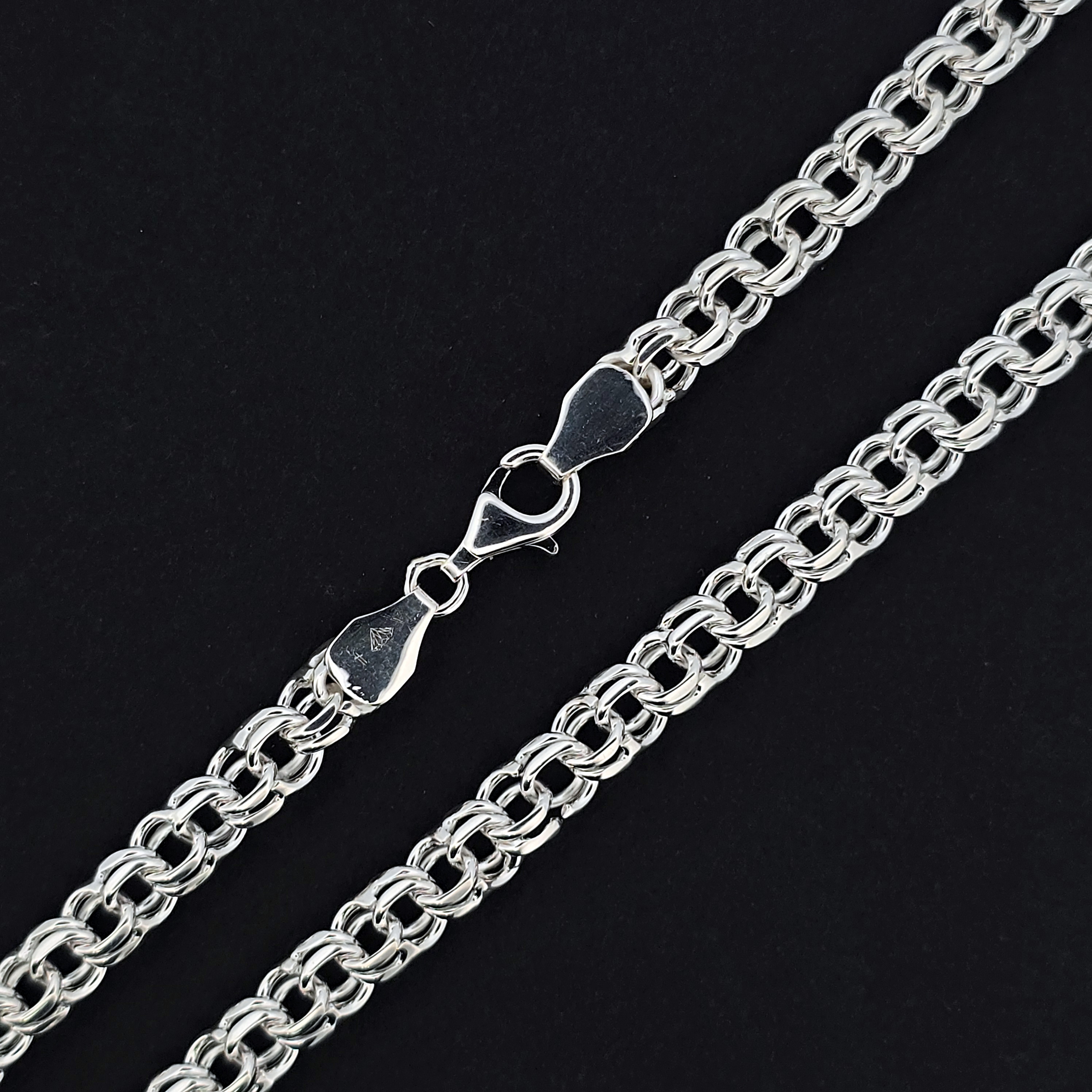 Zilveren collier met bismark schakel, 7 mm , 60 cm